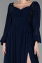Robe de Soirée Longue Mousseline Bleu Marine ABU3243