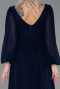 Robe de Soirée Longue Mousseline Bleu Marine ABU3243