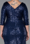 Robe Grande Taille Longue Squameuse Bleu Marine ABU3258