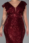 Robe Grande Taille Longue Rouge Bordeaux ABU1045