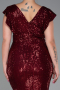 Robe Grande Taille Longue Rouge Bordeaux ABU1045