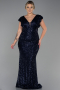 Robe Grande Taille Longue Bleu Marine ABU1045