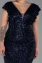 Robe Grande Taille Longue Bleu Marine ABU1045