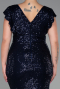 Robe Grande Taille Longue Bleu Marine ABU1045