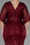Robe de Soirée Grande Taille Longue Rouge Bordeaux ABU900