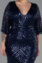 Robe de Soirée Grande Taille Longue Bleu Marine ABU900