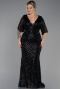 Robe de Soirée Grande Taille Longue Noir ABU900