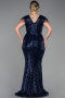 Robe de Soirée Longue Bleu Marine ABU1044