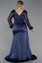 Robe Grande Taille Longue Bleu Marine ABU3237
