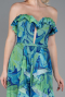 Robe De Soirée Longue Motif Vert ABU3086