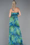 Robe De Soirée Longue Motif Vert ABU3086