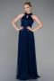 Robe De Soirée Longue Bleu Marine ABU3252