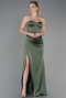Robe De Soirée Satin Longue Kaki ABU3198