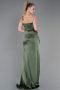 Robe De Soirée Satin Longue Kaki ABU3198