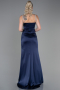 Robe De Soirée Satin Longue Bleu Marine ABU3198