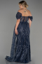 Robe De Soirée Grande Taille Longue Bleu Marine ABU3097