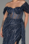 Robe De Soirée Grande Taille Longue Bleu Marine ABU3097