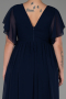 Robe de Soirée Grande Taille Longue Mousseline Bleu Marine ABU3276
