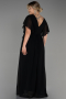 Robe de Soirée Grande Taille Longue Mousseline Noir ABU3276