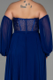 Robe De Soirée Grande Taille Mousseline Longue Bleu Saxe ABU6142