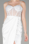 Robe de Soirée Longue Satin Blanc ABU3312