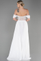 Robe de Soirée Longue Mousseline Blanc ABU3310