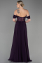 Robe de Soirée Longue Mousseline Violet Foncé ABU3310
