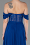 Robe de Soirée Longue Mousseline Bleu Saxe ABU3310