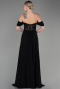 Robe de Soirée Longue Mousseline Noir ABU3310
