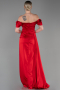 Robe de Fiançaille Longue Satin Rouge ABU1606