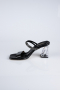 Chaussons de Soirée à Talon Cuir Noir AB219