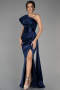 Robe de Soirée Longue Bleu Marine ABU3325