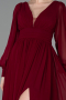 Robe De Soirée Mousseline Longue Rouge Bordeaux ABU1702