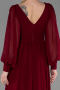 Robe De Soirée Mousseline Longue Rouge Bordeaux ABU1702