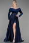 Robe de Soirée Longue Bleu Marine ABU2083