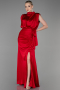 Robe De Soirée Satin Longue Rouge ABU2133