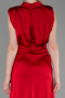 Robe De Soirée Satin Longue Rouge ABU2133