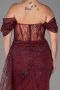 Robe de Soirée Grande Taille Longue Rouge Bordeaux ABU3097