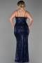 Robe Grande Taille Longue Squameuse Bleu Marine ABU3322