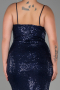 Robe Grande Taille Longue Squameuse Bleu Marine ABU3322