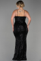 Robe Grande Taille Longue Squameuse Noir ABU3322