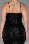 Robe Grande Taille Longue Squameuse Noir ABU3322