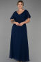 Robe de Soirée Grande Taille Longue Mousseline Bleu Marine ABU2308