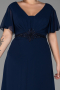 Robe de Soirée Grande Taille Longue Mousseline Bleu Marine ABU2308