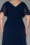 Robe de Soirée Grande Taille Longue Mousseline Bleu Marine ABU2308