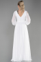 Robe de Soirée Longue Mousseline Blanc ABU1702