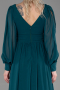 Robe de Soirée Longue Mousseline Émeraude ABU1702