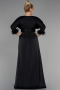 Robe de Soirée Grande Taille Longue Satin Noir ABU3367