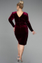 Robe de Soirée Grande Taille Longue Velours Midi Velours Rouge Bordeaux ABK1875