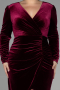 Robe de Soirée Grande Taille Longue Velours Midi Velours Rouge Bordeaux ABK1875